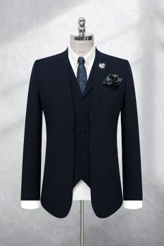 Bộ Suit Xanh Đen Phối Đột Chỉ Viền Modern Fit TGS377